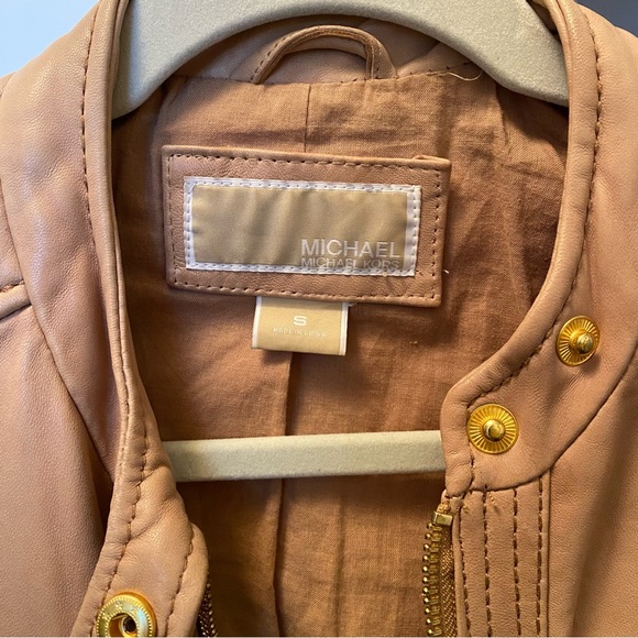 Michael Kors Zip-Front Leather Biker Jacket - Picture 7 of 7